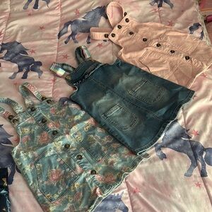 Set of Three Denim and Corduroy Overalls